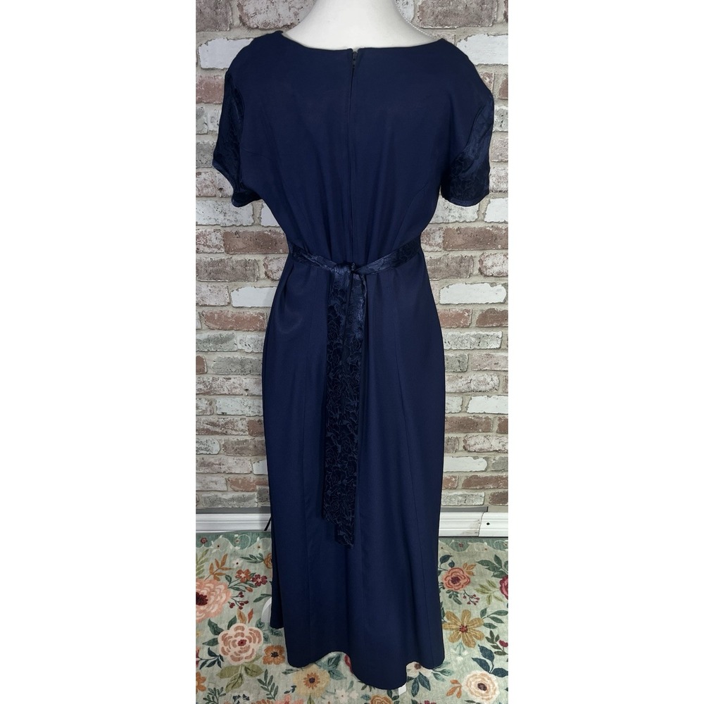Vintage 90s Frederick's Of Hollywood Navy Empire Waist Maxi Dress Sz 11/12 - Picture 3 of 16
